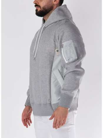 FELPA HOODIE CON INSERTI, 381 LGRAY/LGRAY, small