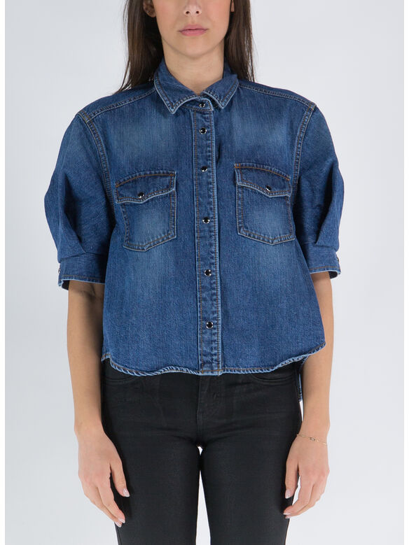 CAMICIA IN DENIM, 401 BLUE, medium