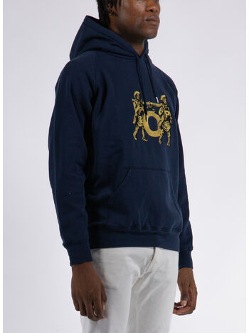 FELPA CARRY CON CAPPUCCIO E RICAMO, NAVY, small