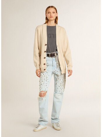 CARDIGAN  JOURNEY CON LOGO SUL RETRO, 55550 TRAVERTINE, small