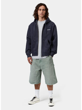 FELPA HOODED PAINTER, 1CEJ Dark Navy, destroy wash, splatter, small