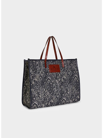 BORSA SHOPPING TELA MEDIA PAISLEY, 200 BLU, small