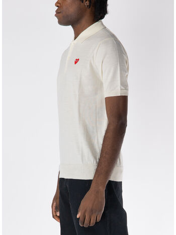 POLO A MANICHE CORTE CON LOGO UNISEX, OFF WHITE, small