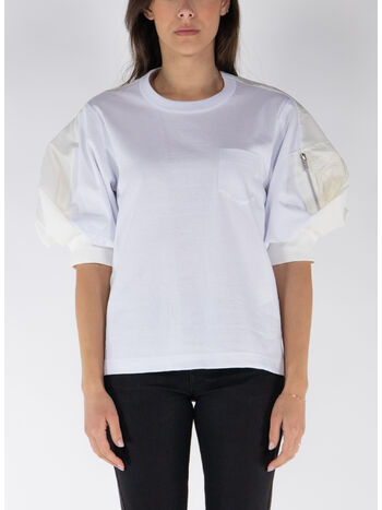 MAGLIA IN NYLON TWILL COTTON, 101 WHITE, small
