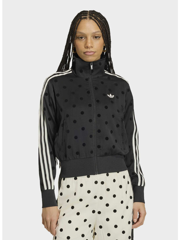 TRACK TOP SATIN POLKA, BLACK, large