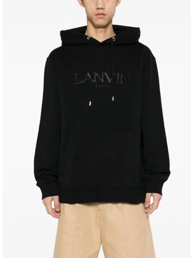 FELPA HOODIE CON LOGO, 10 BLACK, large