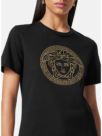 T-SHIRT CON LOGO STAMPATO, 2B150 BLACK GOLD, small