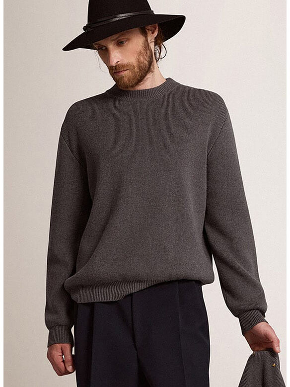 MAGLIONE GIROCOLLO CON LOGO, 60304 DARKGREYMELANGE, medium