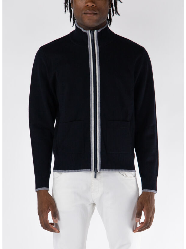 CARDIGAN FULL ZIP MILANO STITCH FUNNEL NECK, , large