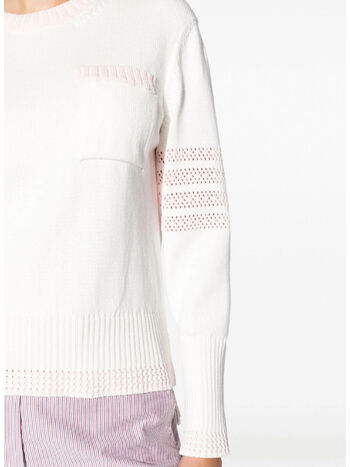 MAGLIONE JERSEY STITCH CREW NECK, 101 WHITE, small