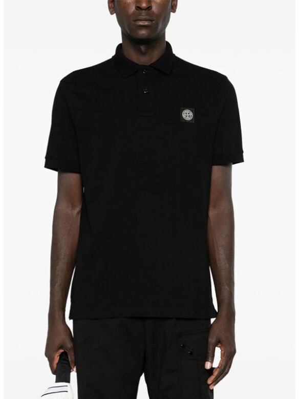 POLO IN PIQUET CON PATCH LOGO, V0029 NERO, medium