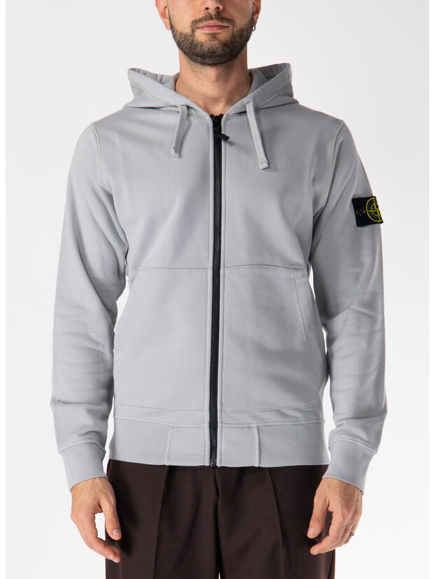 FELPA FULL ZIP CON PATCH LOGO, V0061 GRIGIO PERLA, large