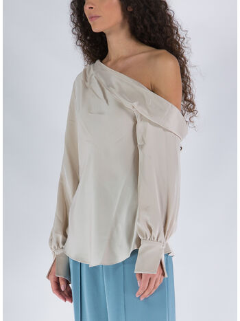 TOP ALICE SATIN ONE SHOULDER, CHAMPAGNE, small