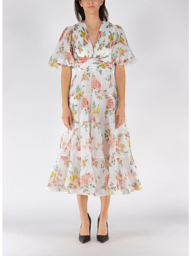 ABITO PLEATED MIDI, CORF CORAL FLORAL, large