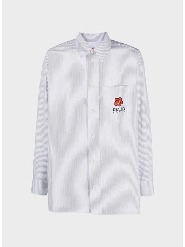 CAMICIA RIGHE POPELINE BOKE FLOWER, 77 BIANCO, large
