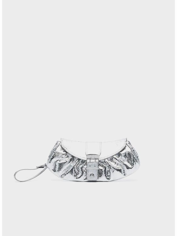 BORSA GLAMI SILVER FLAGSTONE LEATHER, SV SILVER, medium