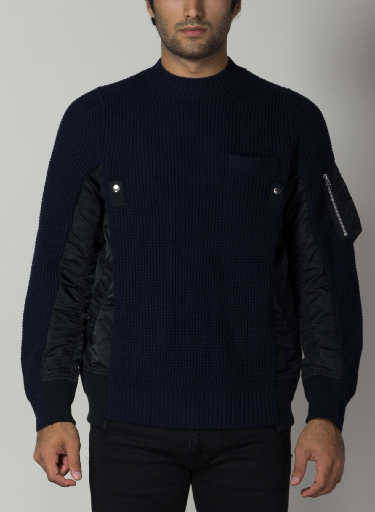 sacai / サカイ | MA-1 x Wool Knit ドッキングプルオーバー | 1 