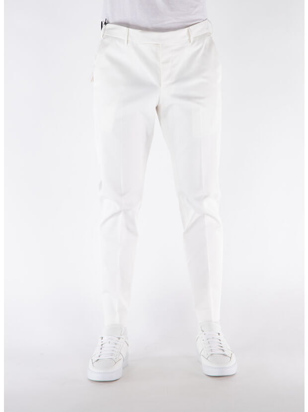 PANTALONE REBEL IN GABARDINA, 0010 BIANCO, large