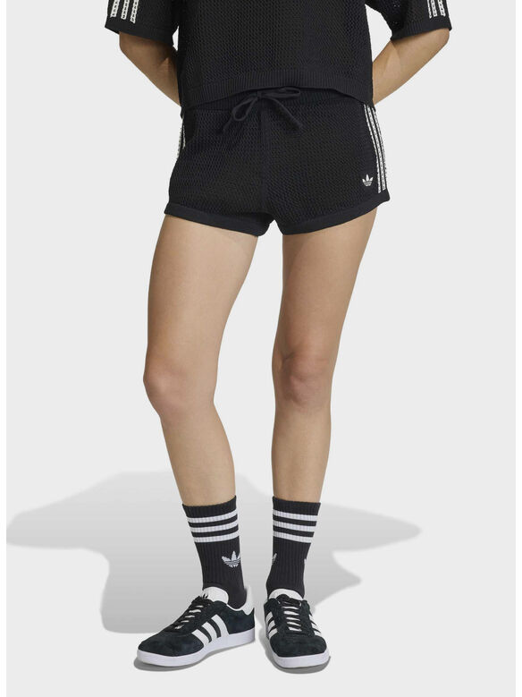 SHORT A MAGLIA ALL'UNCINETTO, BLACK, medium