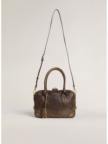 BORSA VITA IN PELLE VINTAGE UNISEX, 55682 CREMA/MARRONE, small