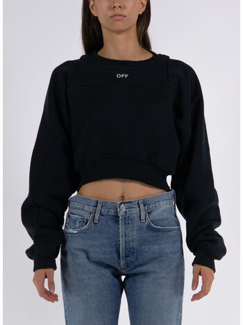 FELPA STAMPA OFF ROUND CROP CREWNECK, , small