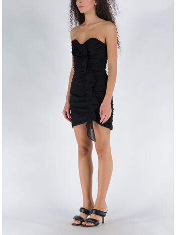 ABITO BUSTIER IN GEORGETTE DI SETA, 900 BLACK, small