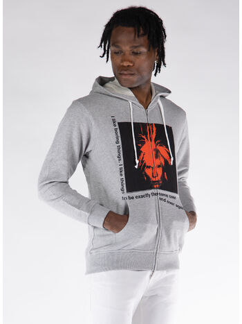 FELPA HOODIE FULL ZIP, TOP GREY, small