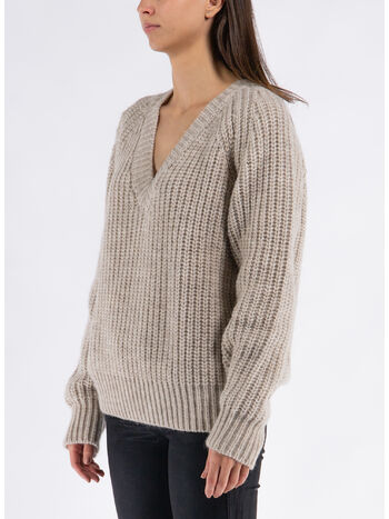 MAGLIONE FENNY A SCOLLO V, ECRU, small