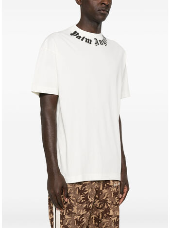 T-SHIRT NECK LOGO, 0310 OFF WHITE/BLACK, small