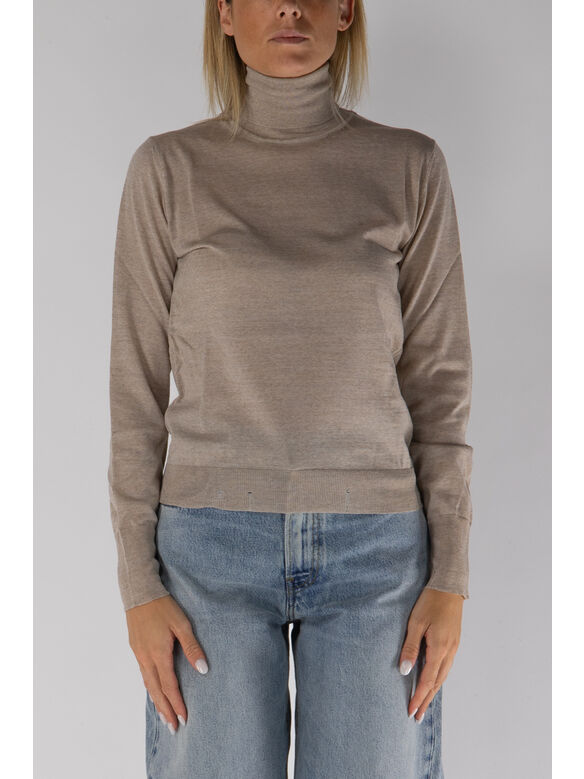 MAGLIONE DOLCEVITA IN LANA MERINO, 55150 TAN, medium