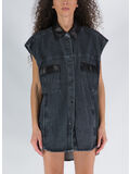 CAMICIA SLEEVELESS BOXY SHIRT WITH LEATHER, 800 BLACK, thumb