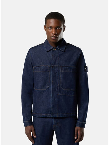 BIKER JACKET DENIM-RINSED, VJ201  BLUE RINSE, small