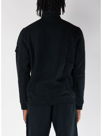 FELPA CON ZIP CORTA BRUSHED ORGANIC COTTON FLEECE, V0029 BLACK, small