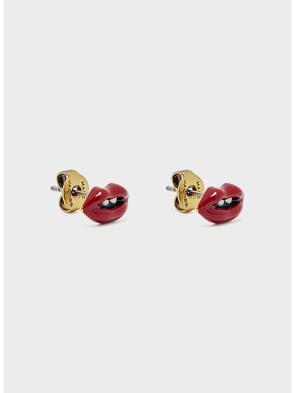 ORECCHINI LIPS STUD EARRINGS, 627 GOLD/RED, medium