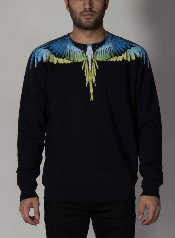 FELPA WINGS REGULAR CREWNECK, BLACK/LIME, large
