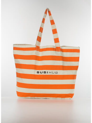 TOTE BAG CANVAS STRIPES, ARANCIO, small