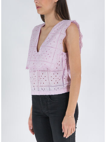 TOP BRODERIE ANGLAISE RHYTHM COLLAR, 545 PINK TULLE, small