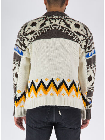 PULLOVER NORDIC KNIT, 604 BROWNxOFF WHITE, small