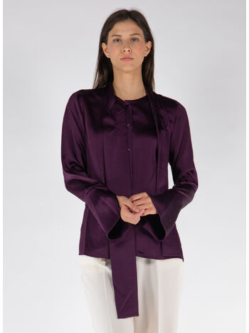 CAMICIA CANDELA L/S SHIRT WITH TIES, PLUM, small