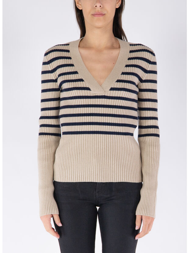 MAGLIONE LOU, TAS ECRU/DARK NAVY, large