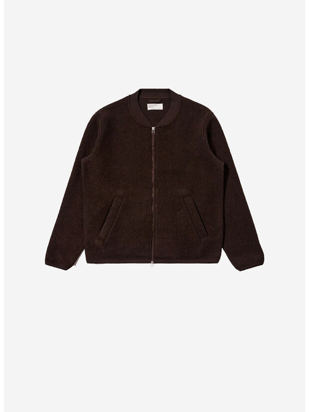 GIUBBOTTO RUST WOOL FLEECE ZIP BOMBER, BROWN, large