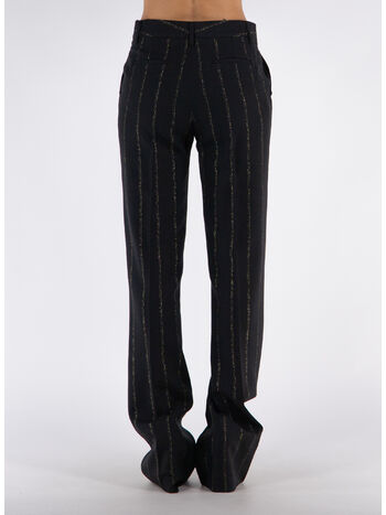 PANTALONE LIGHT WOOL LUREX PINSTRIPE, 0932 BLACK GOLD, small