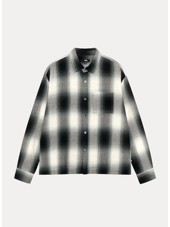 CAMICIA LOOSE WEAVE PLAID, 0008 GREY, small