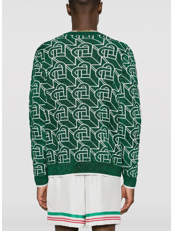 CARDIGAN HEART MONOGRAM, 01 GREEN/ WHITE, small