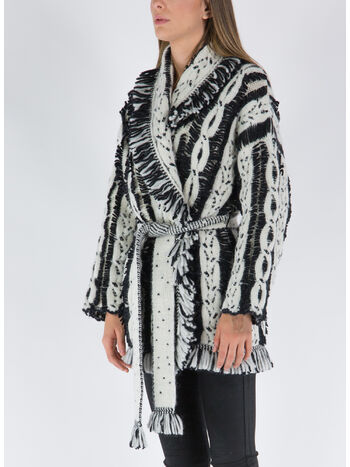 CAPPOTTO CARDIGAN THE LAND OF FIRE ICE FISH, 0110 WHITE BLACK, small