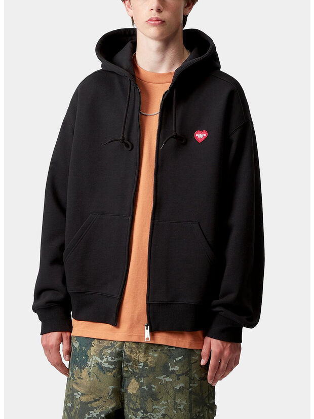 FELPA FULL ZIP HOODED HEART II, 89XX BLACK, large
