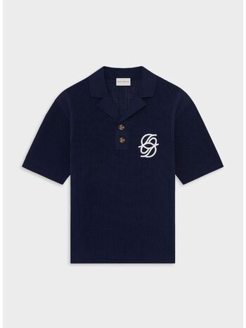 POLO MAILLE MONOGRAMME, NAVY, small