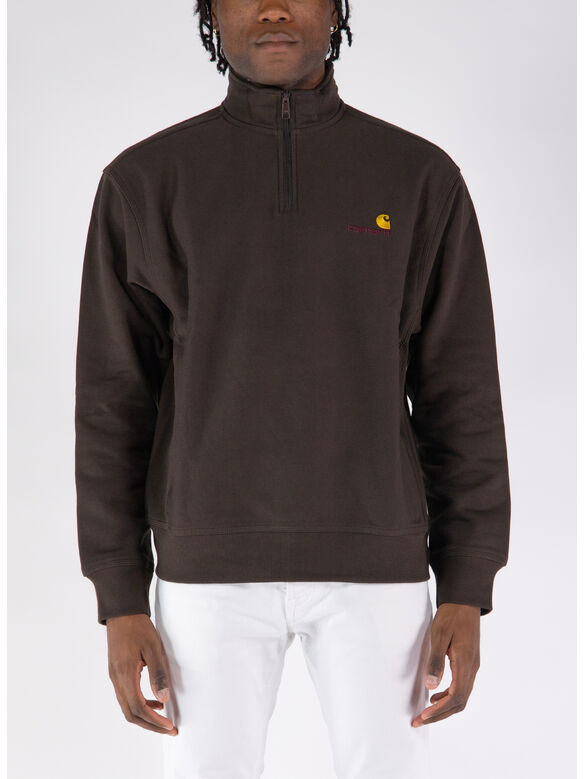 FELPA HALF ZIP AMERICAN SCRIPT, 47XX TOBACCO, medium
