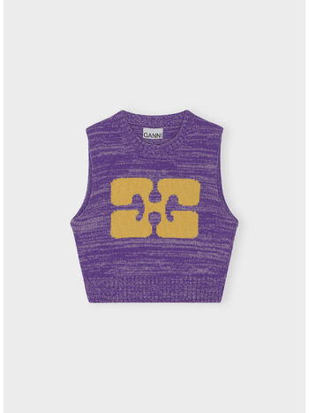 GILET GRAPHIC CROPPED VEST, 520 PURPLE WINE, small