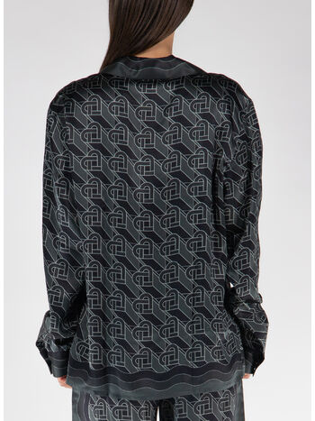 CAMICIA CUBAN COLLAR, 12 HEART MONOGRAMME BLACK, small